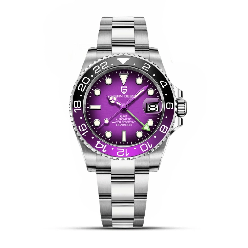 Pagani Design GMT Purple Dial Jubilee Watch- PD-1662