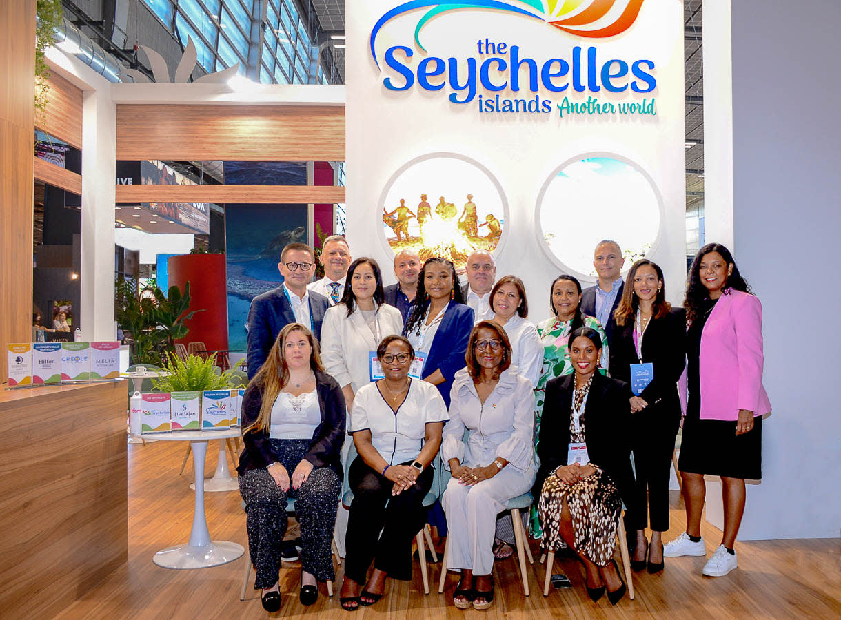 Group photo of the Seychelles delegation attending IFTM Top Resa 2026 in Paris.