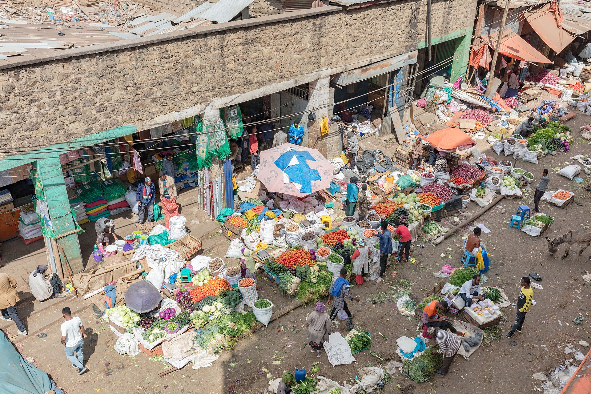 Fruit and vegetable stalls at the Merkato market in Addis Ababa