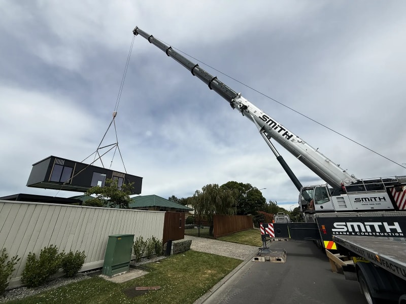 Premium Portable Homes transportable home being craned into place