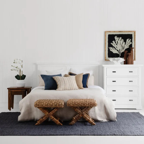 White timber bedhead top