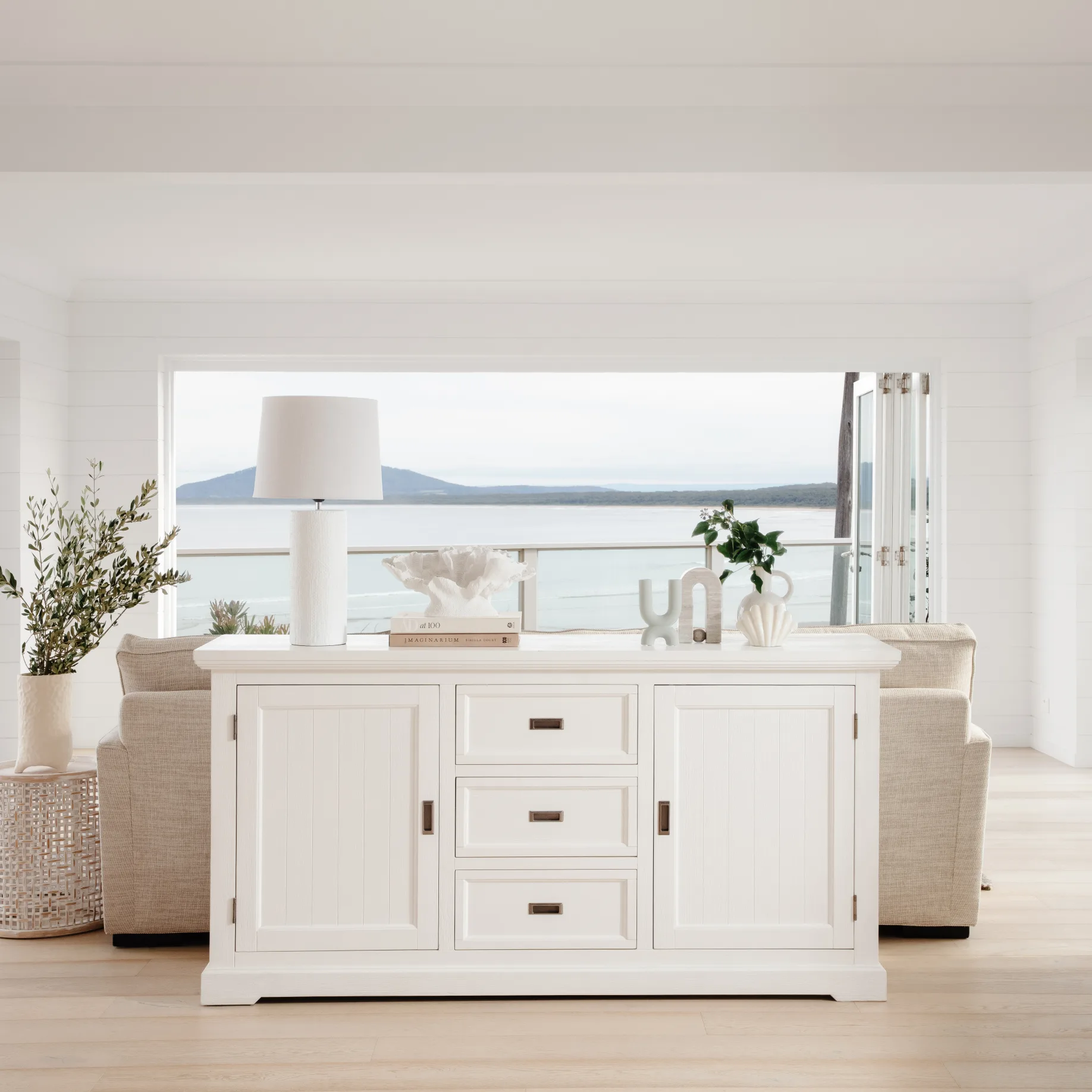 White 2024 timber sideboard