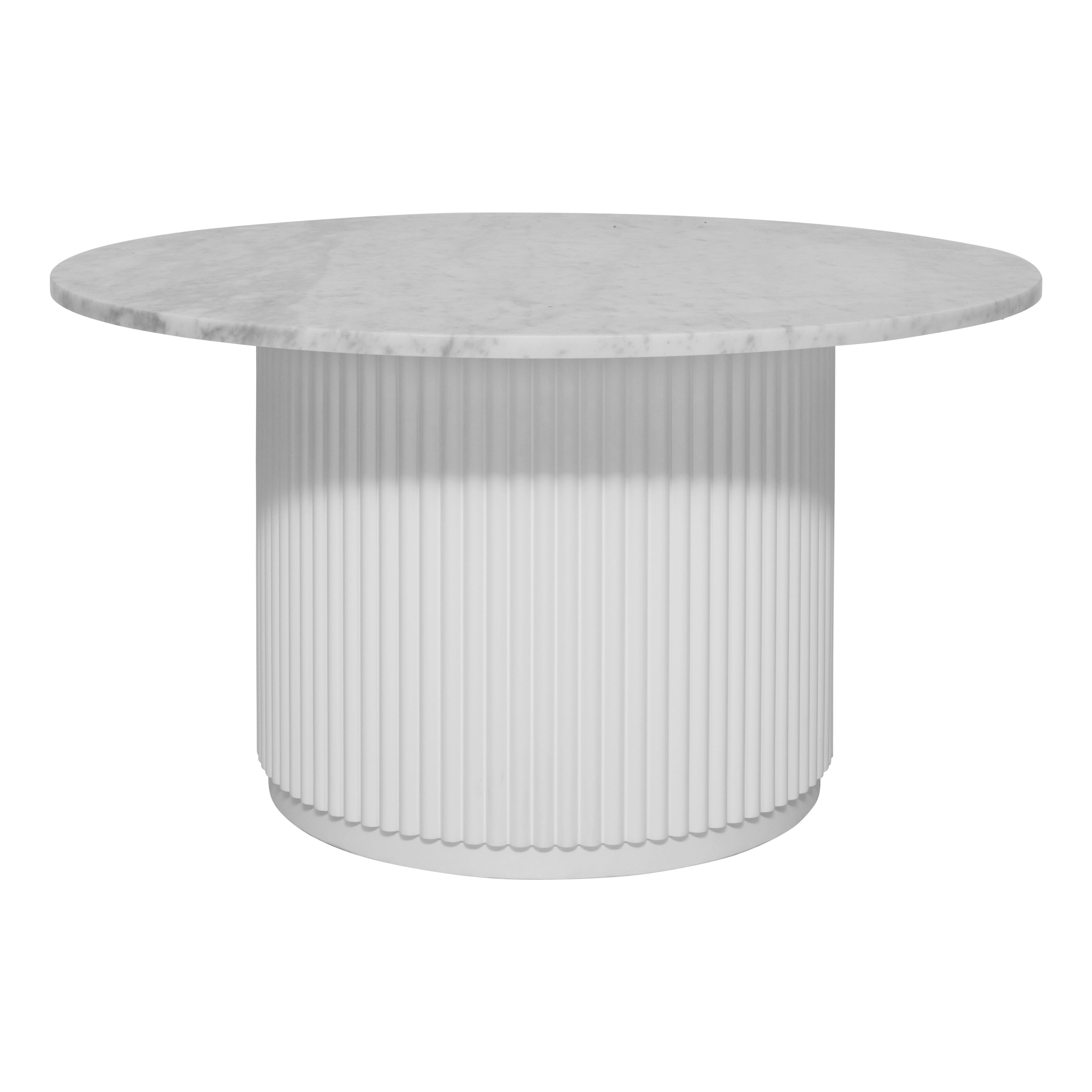 Fonda Round Coffee Table 84cm in Carrara Marble/White OZ Design Furniture