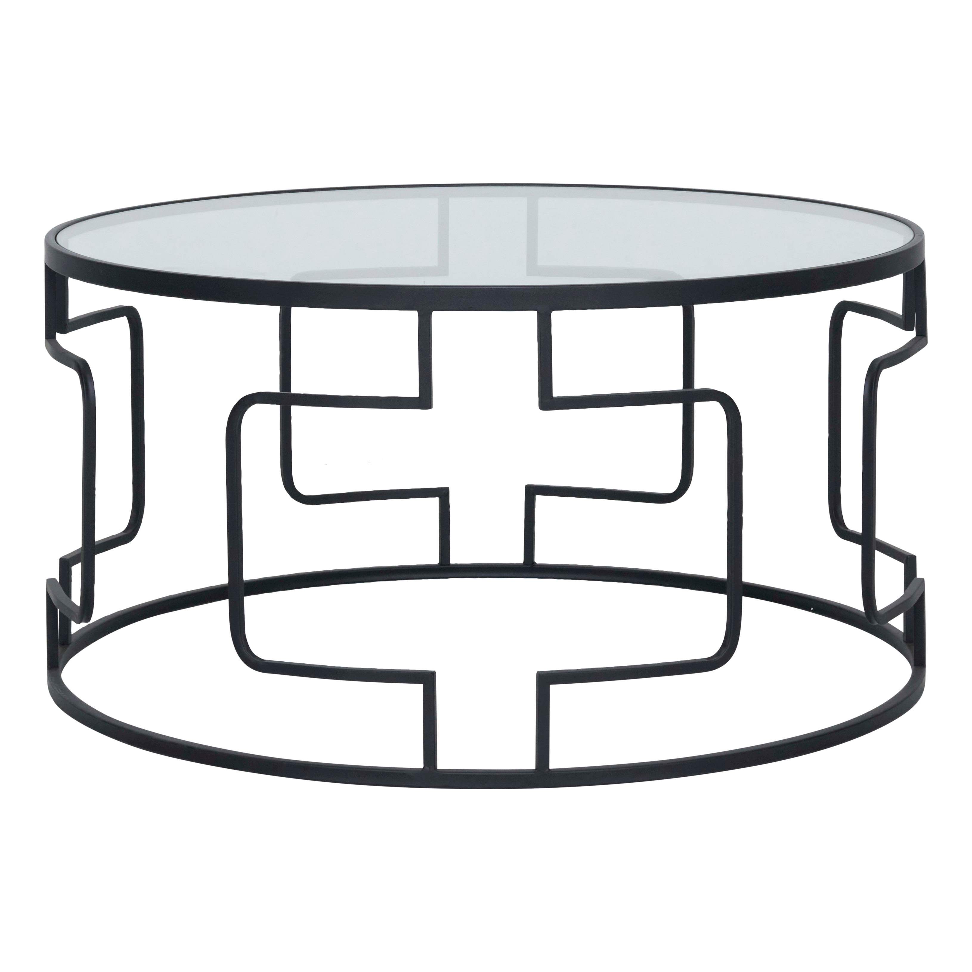 Stella Round Coffee Table 80cm in Iron Black / Glass OZ Design Furniture
