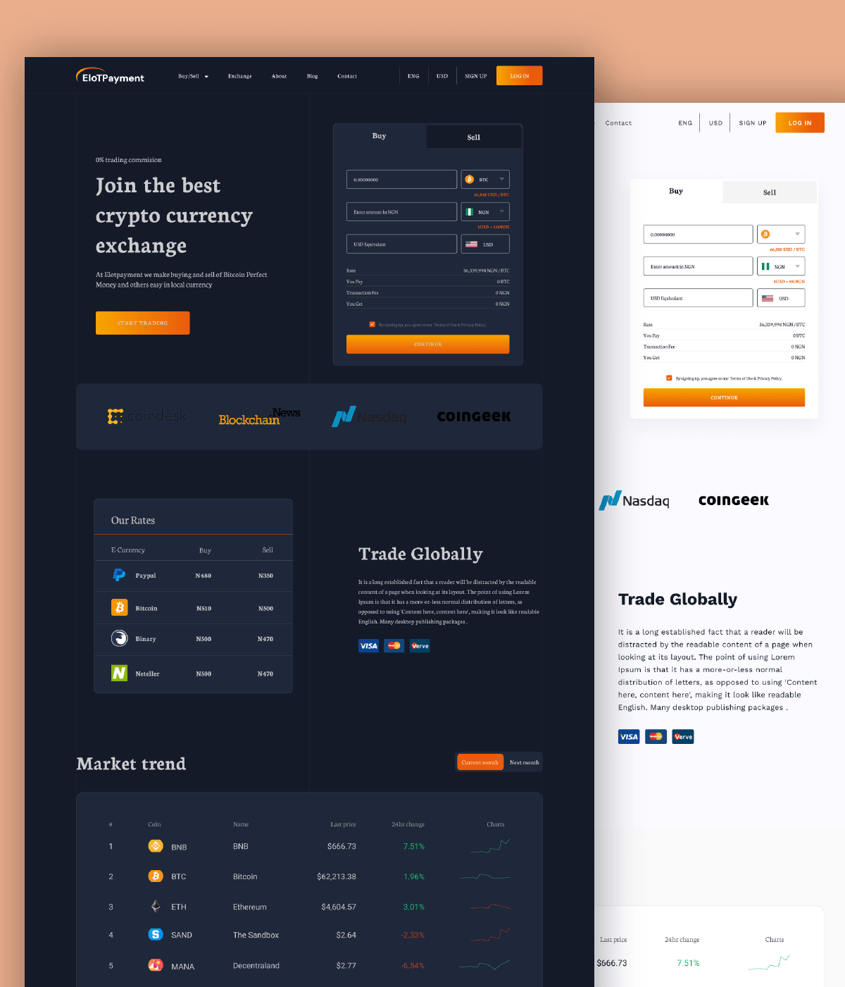 Elotpayment - Cryptocurrency exchange project preview