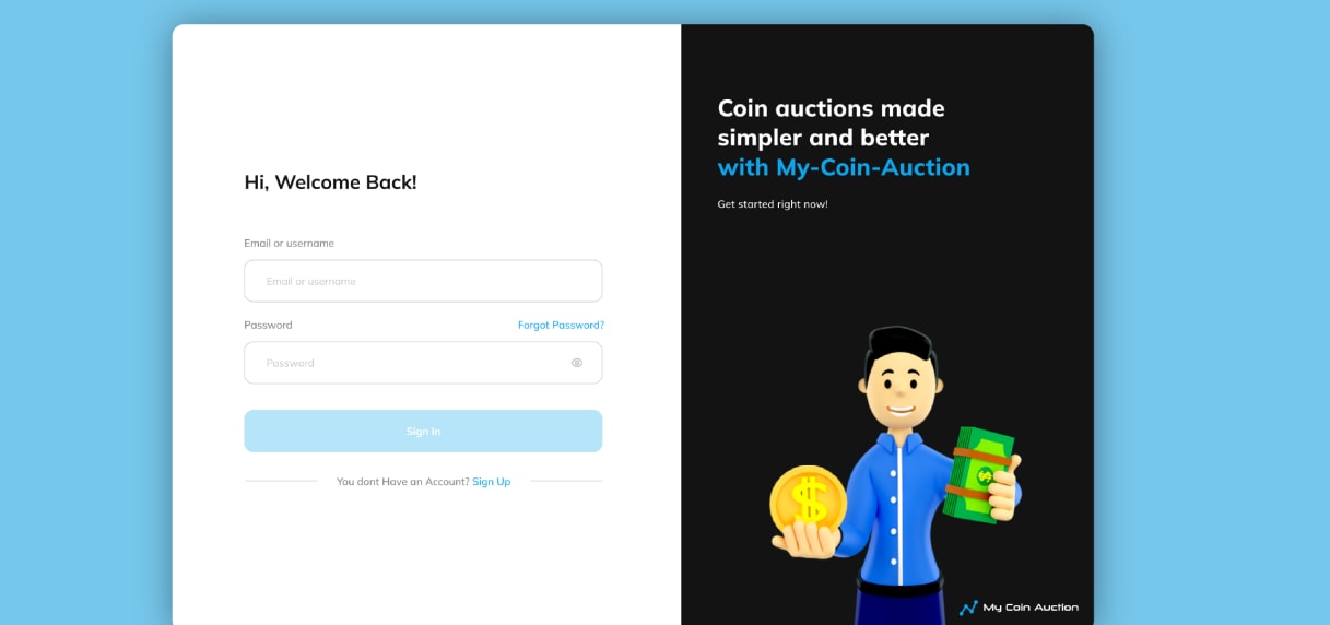 My-Coin Auction - A peer-to-peer coin bid auction project preview