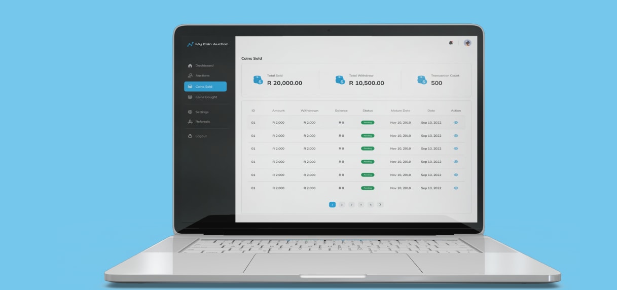 My-Coin Auction - A peer-to-peer coin bid auction project preview