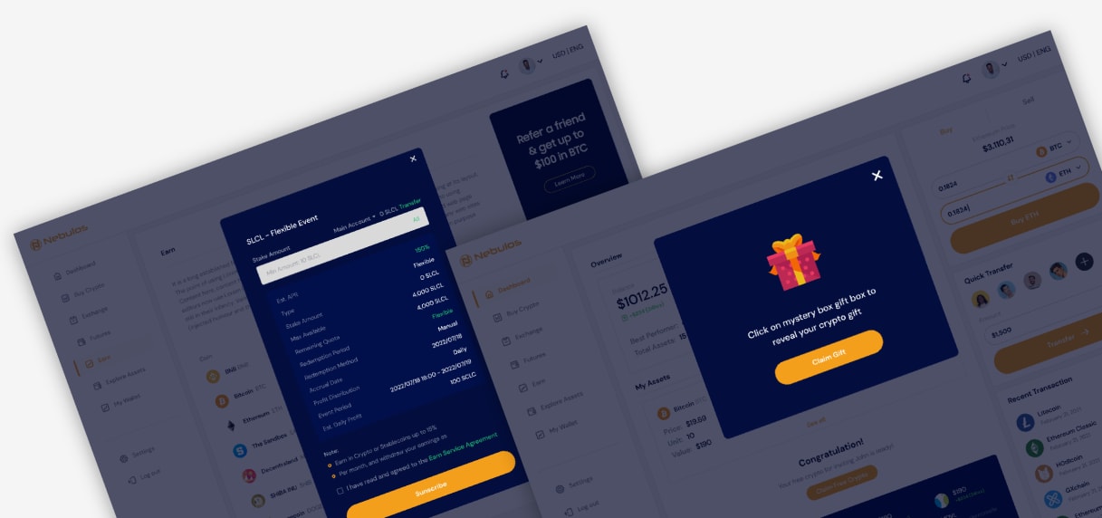 Nebulos - Cryptocurrency exchanger with wallet system project preview