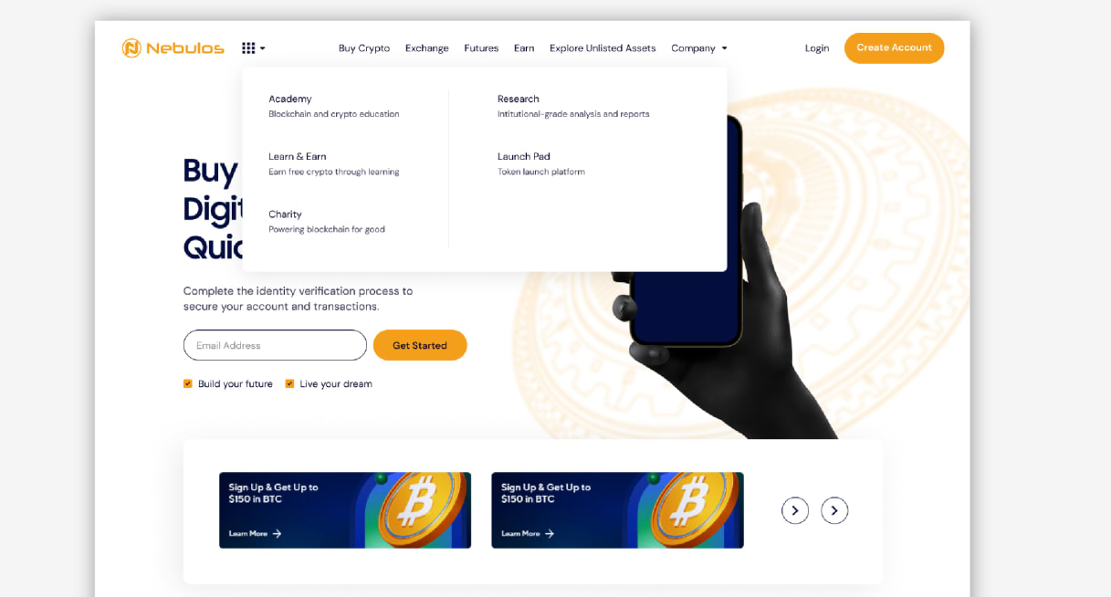 Nebulos - Cryptocurrency exchanger with wallet system project preview