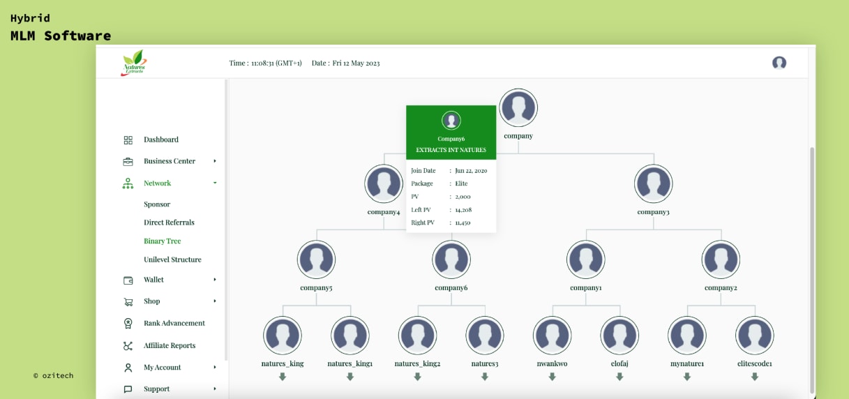 Nature Extracts Intl - Hybrid MLM software project preview