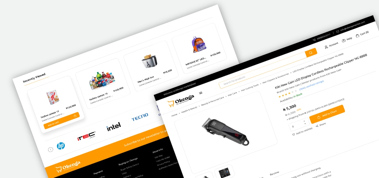 Okenga - Retail e-commerce with a shopping cart project preview