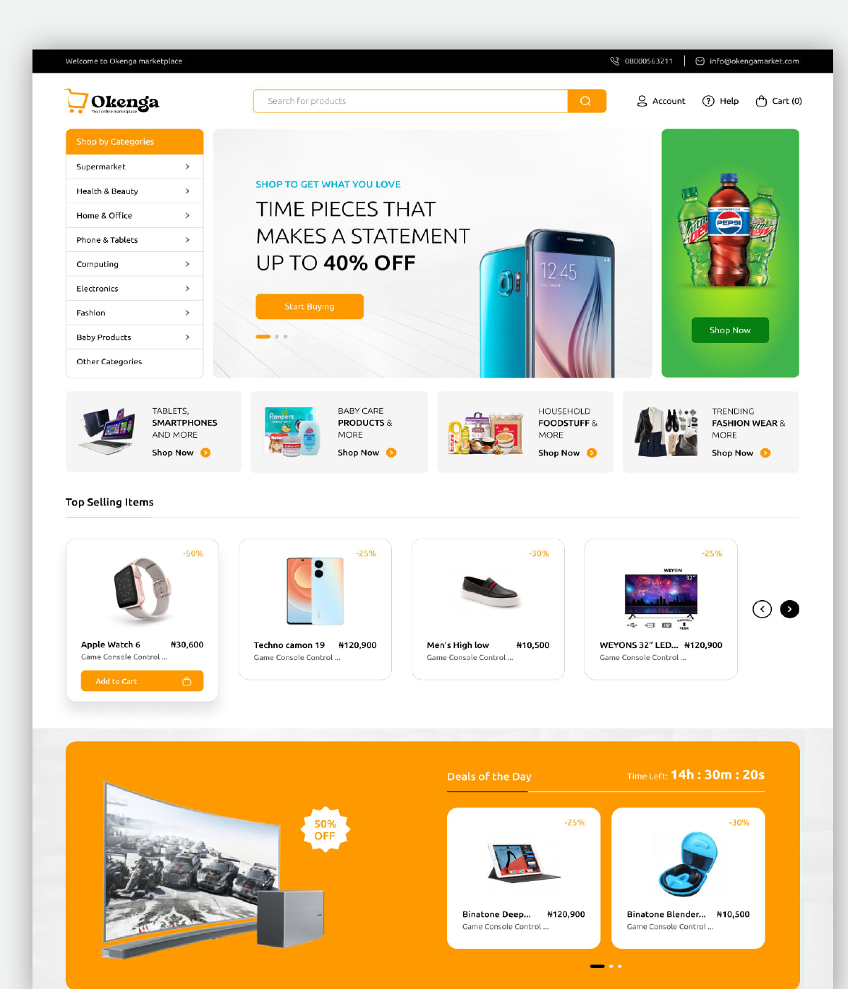 Okenga - Retail e-commerce with a shopping cart project preview