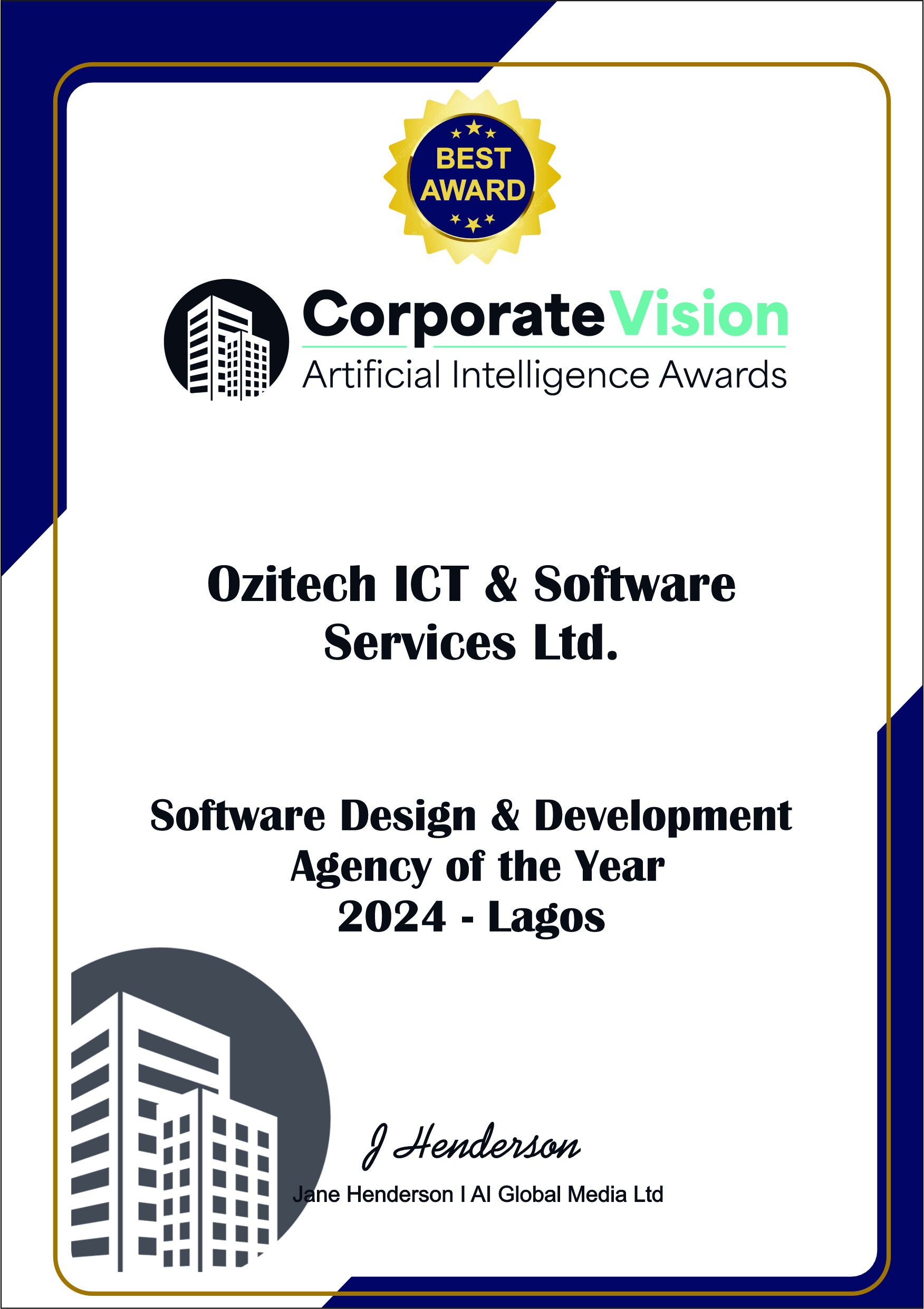 2024 Lagos Software Design & Development of the year - CorporateVison