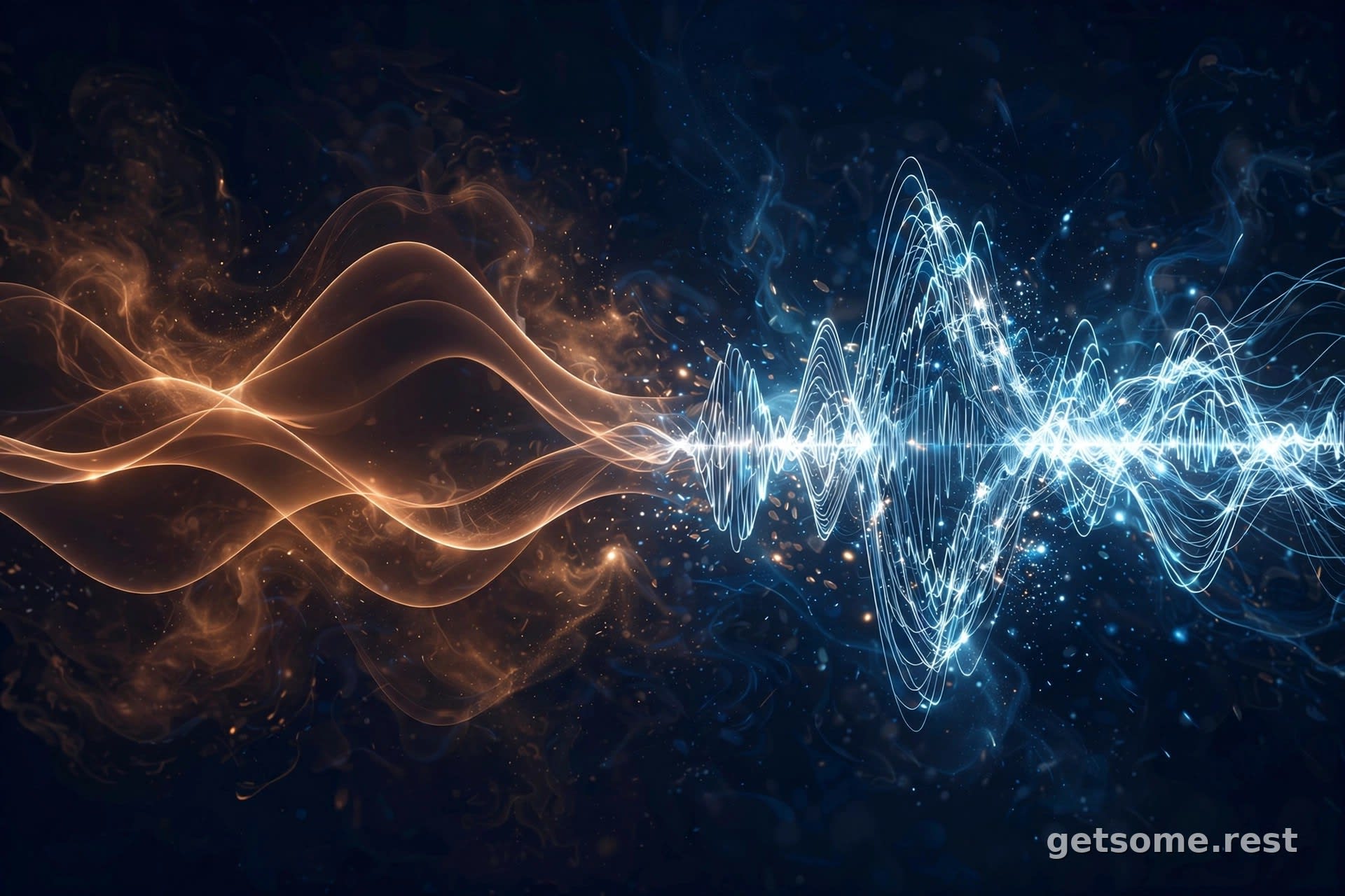 Visualization of brown noise low-frequency waves beside white noise high-frequency waves