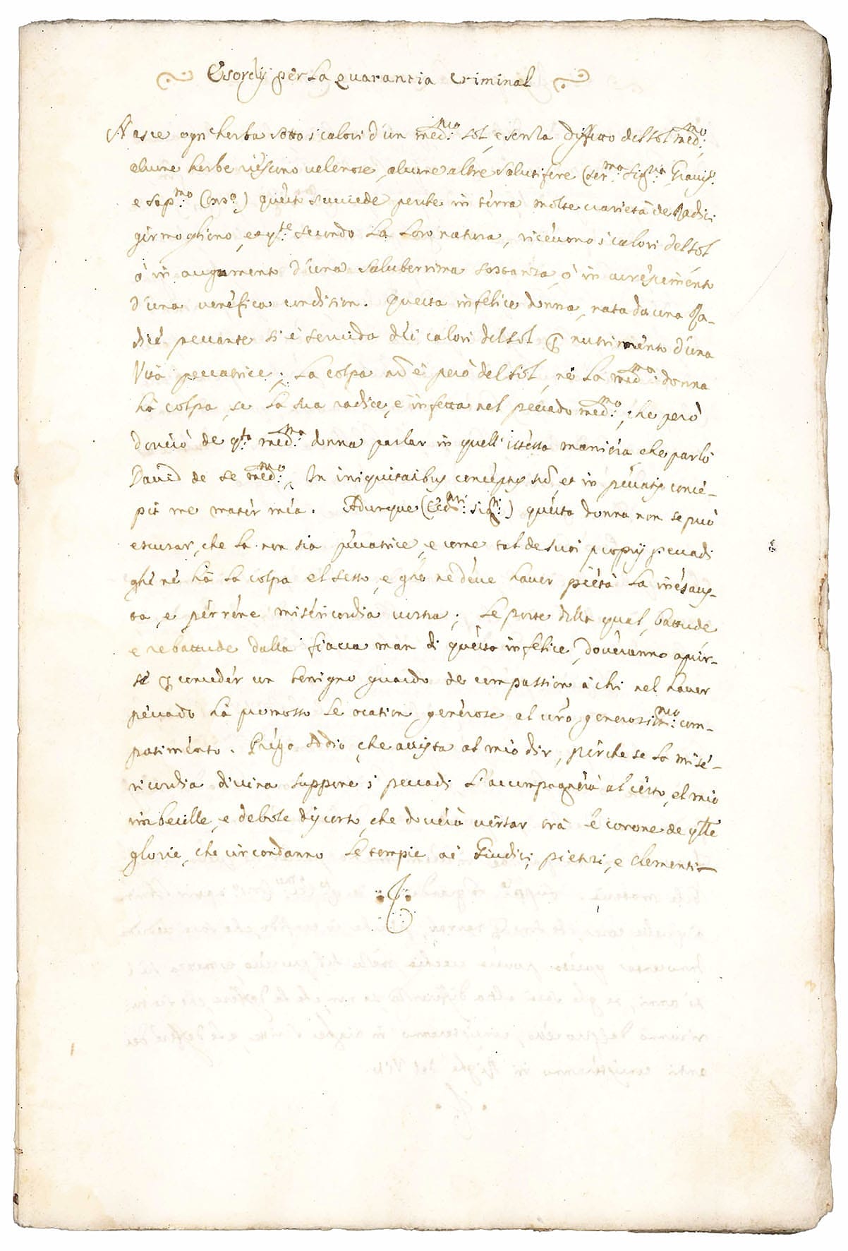 Esordij per la quarantia criminal. Manuscript on paper in italian.