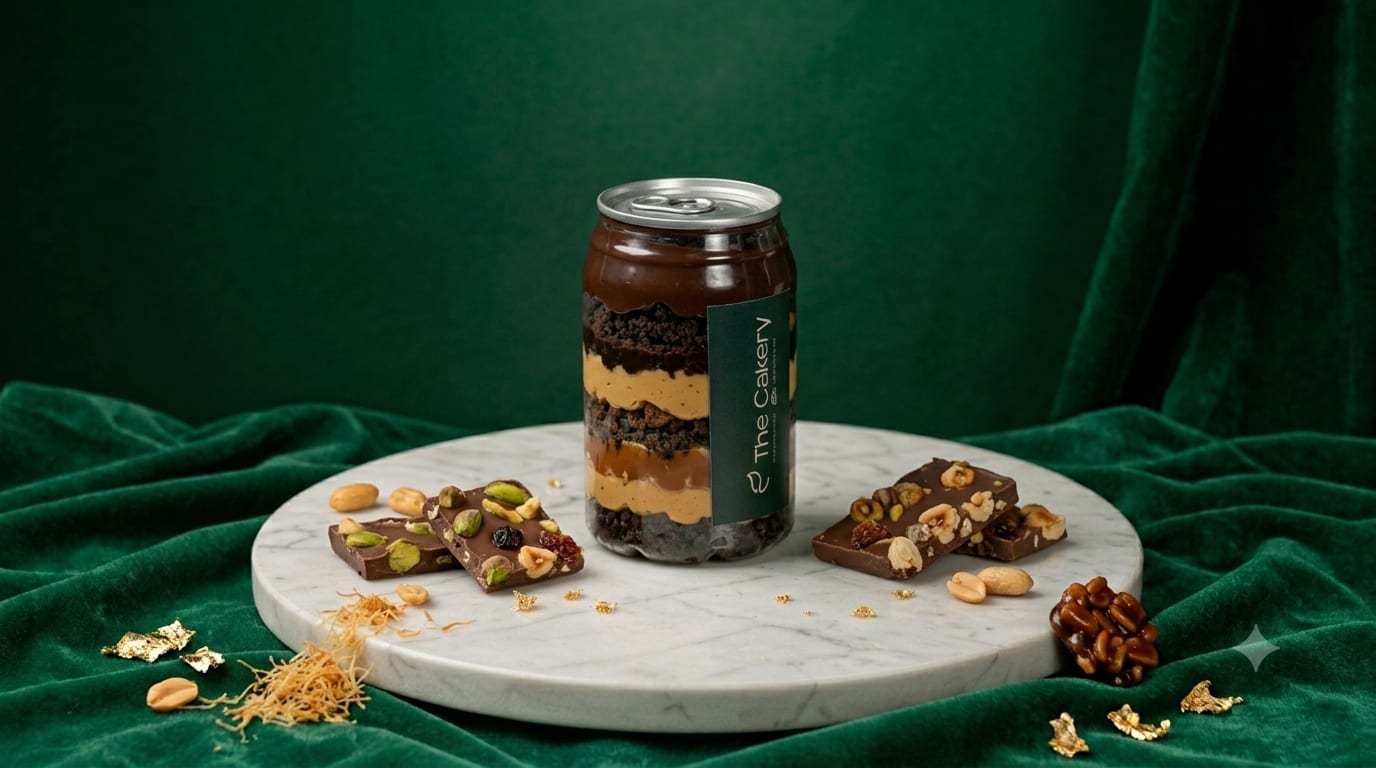 Dubai chocolate jar cake by The Cakery, Jar Cakes in Kannur