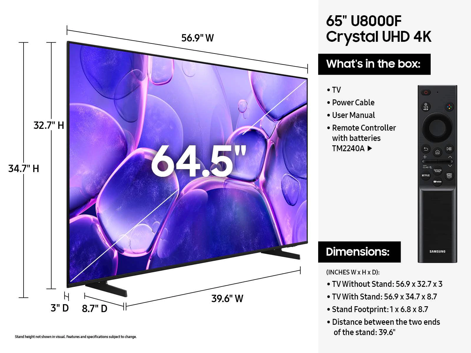 Samsung 65" Crystal UHD 4K Smart TV view 4
