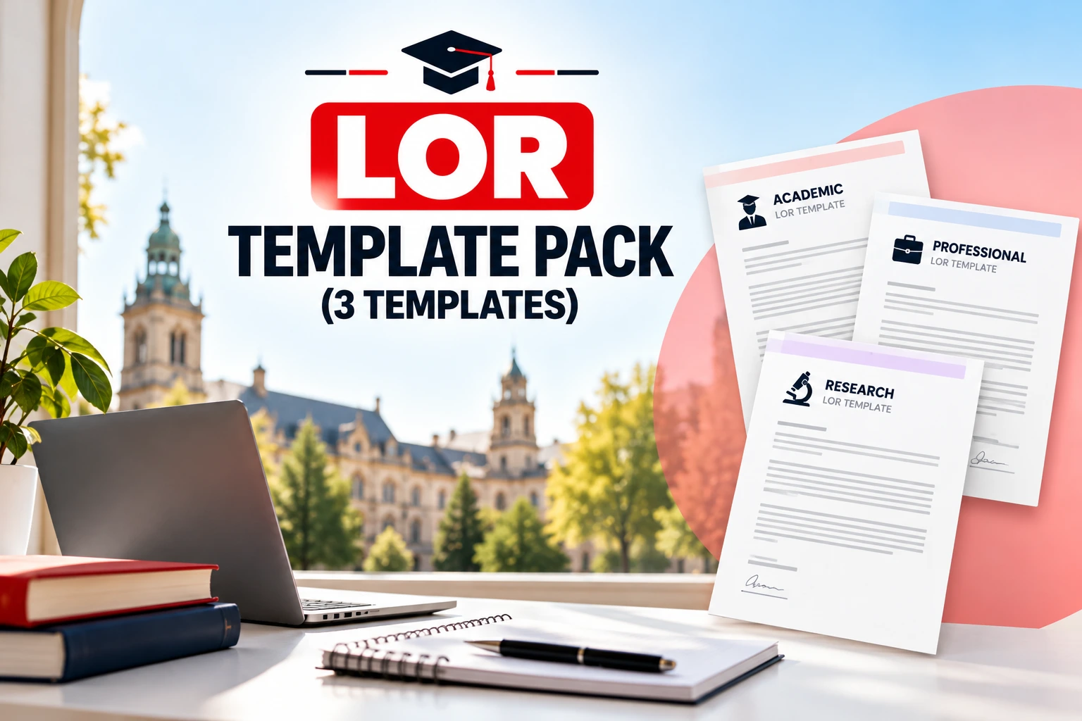 LOR template pack with 3 letter of recommendation templates for German universities