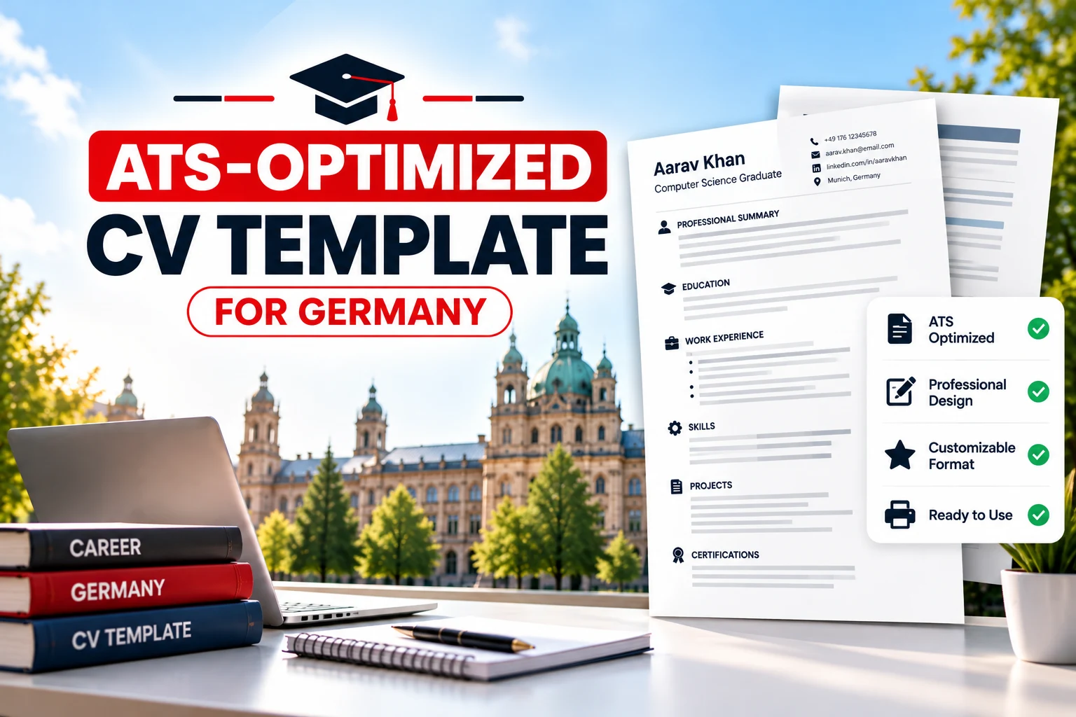 ATS-optimized CV template for German university and job applications