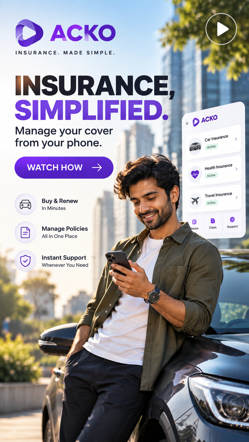 ACKO Insurance campaign created on Brandvertise
