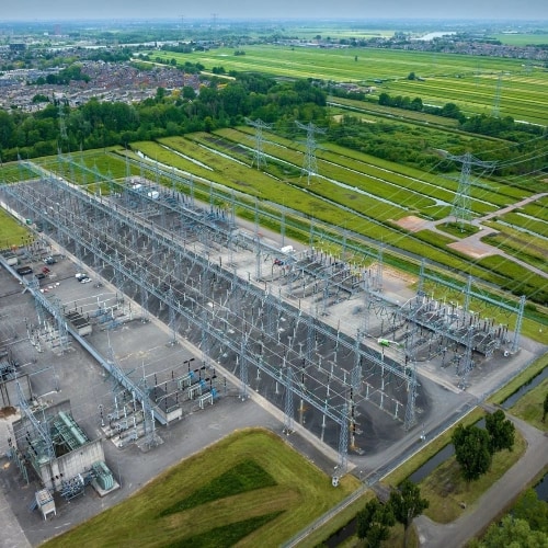 hoogspanningsstation luchtfoto