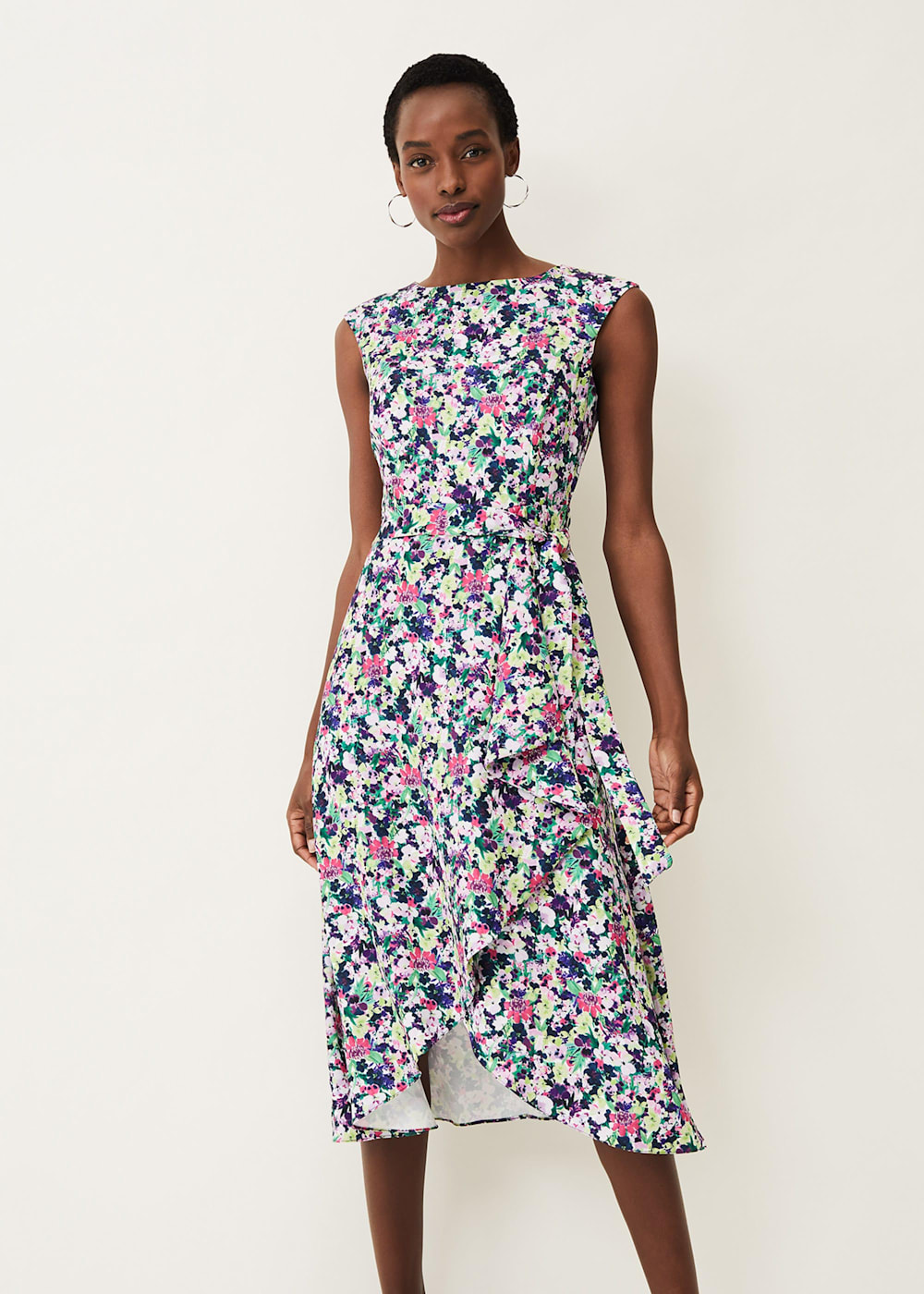 Floral frill hem dress sales