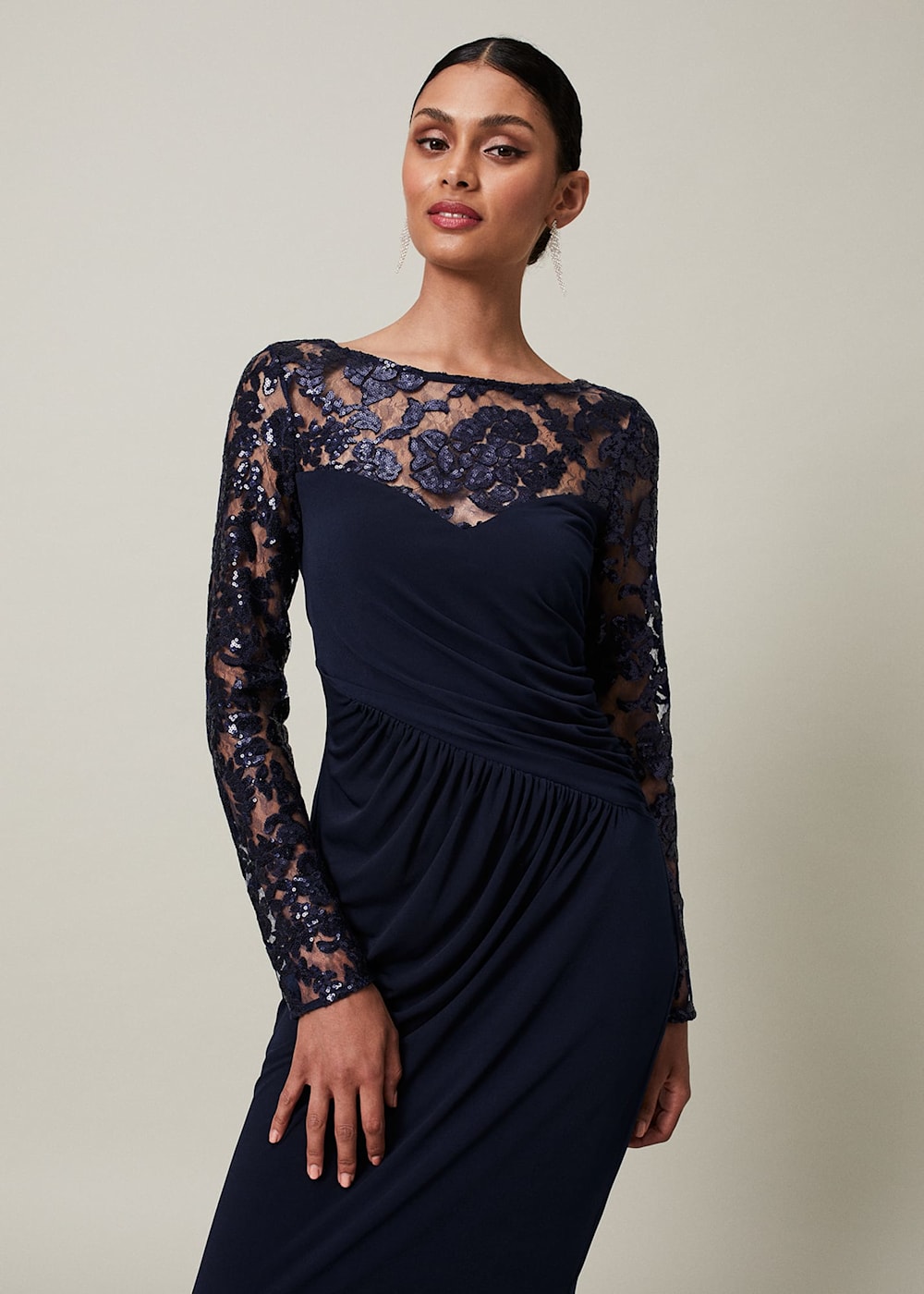 Daniela sequin sleeve maxi dress hotsell