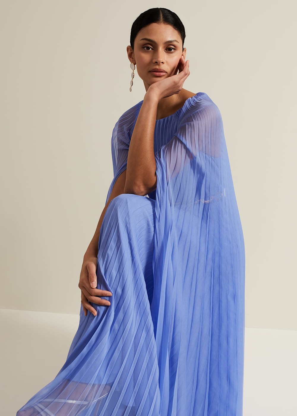 Chiffon pleated maxi dress online