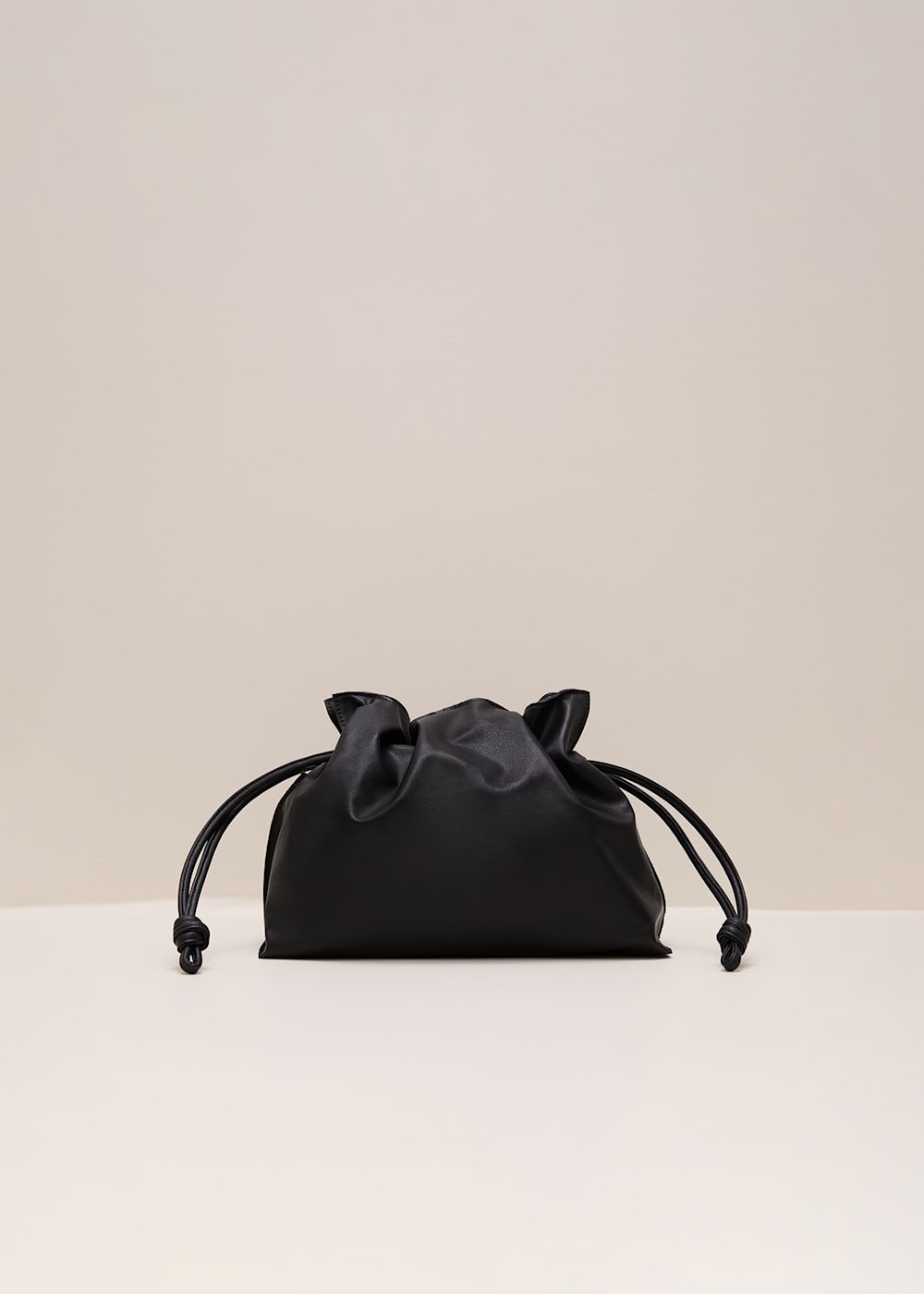 Black leather drawstring bag store