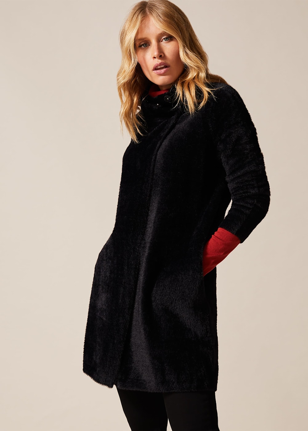 Fiona fluffy knit coatigan discount