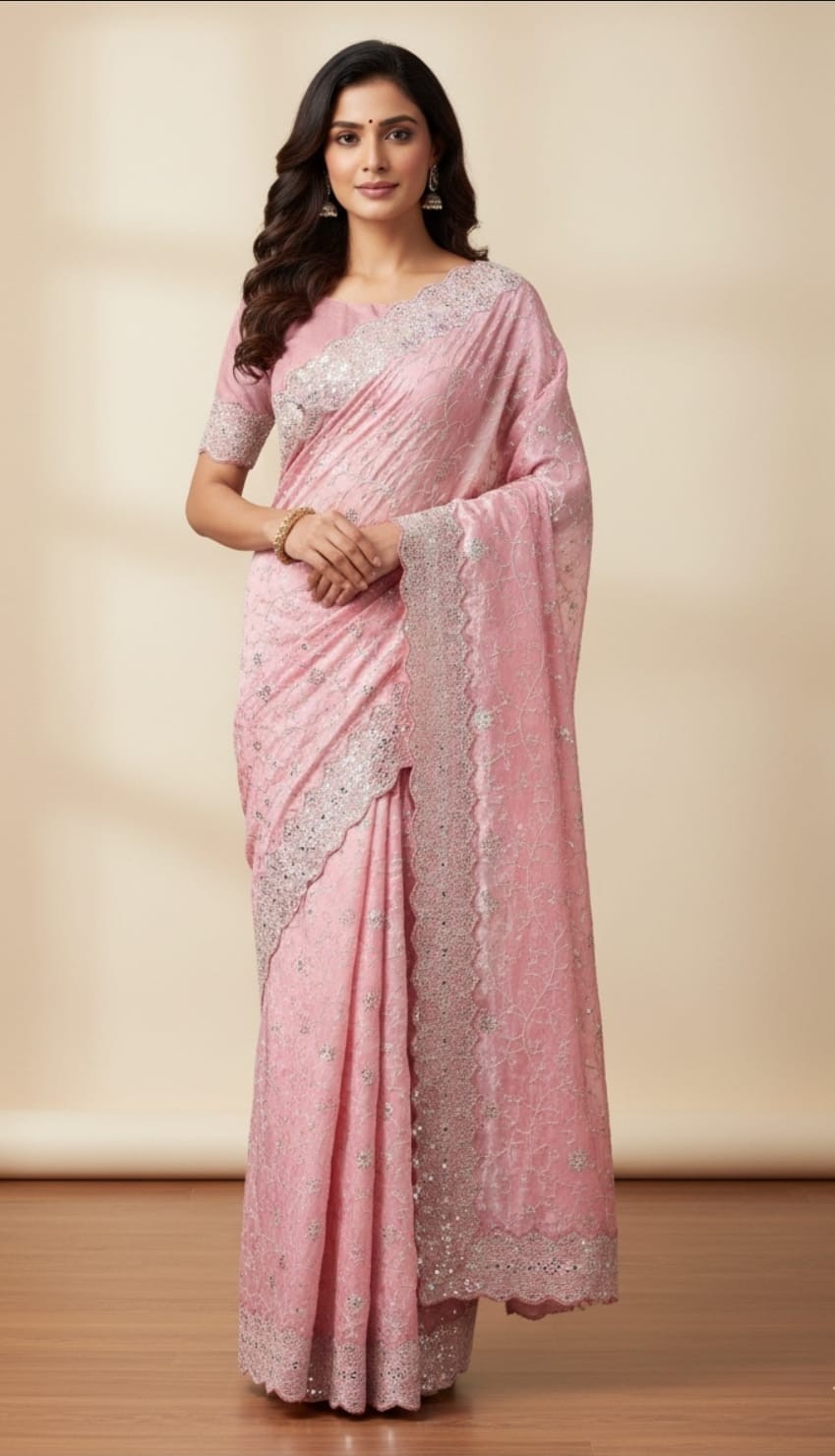 Soft Tissue Silk Saree with Sequin Work