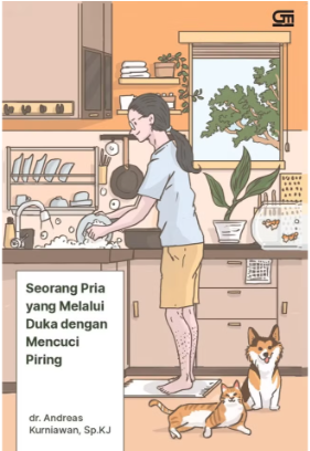 seorang pria yang melalui duka dengan mencuci piring