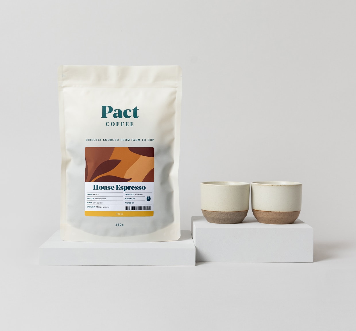 Pair of Kinto 180ml cups & House Espresso Pact Coffee