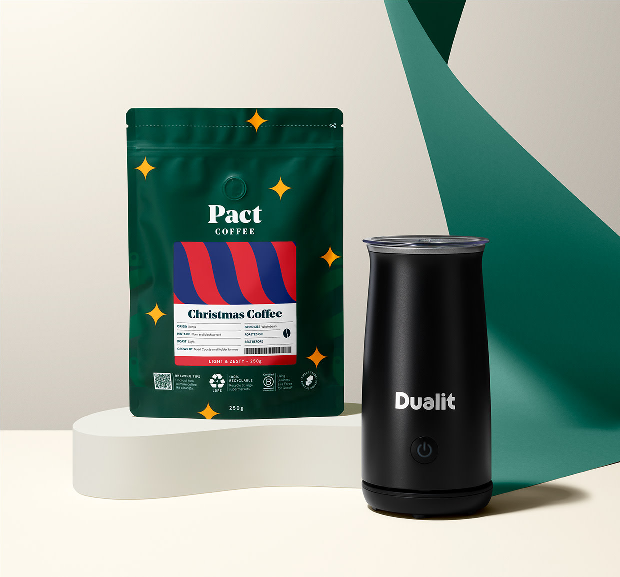 Dualit Handheld Milk Frother Gift Set Pact Coffee