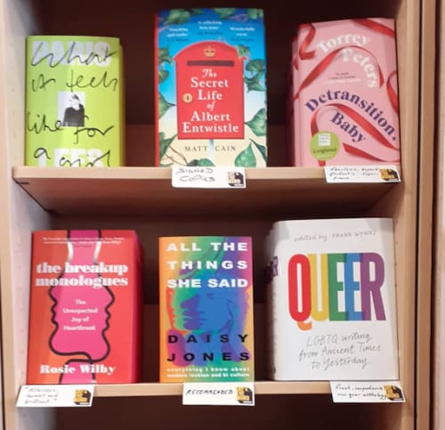 A picture of LGBT themed books