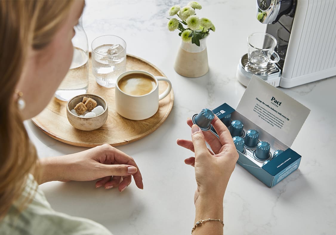 Bourbon Cream Decaf pods, available in Ocado