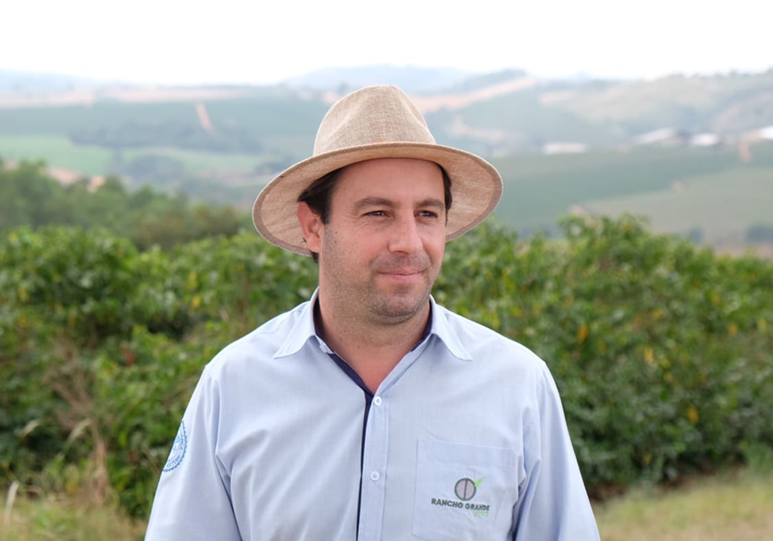 Flávio Reis on the Fazenda Reis farm in Brazil