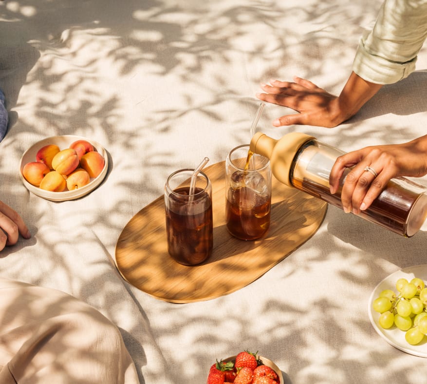 Pouring cold brew coffee