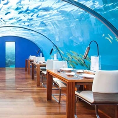 Underwater restaurant dining experience