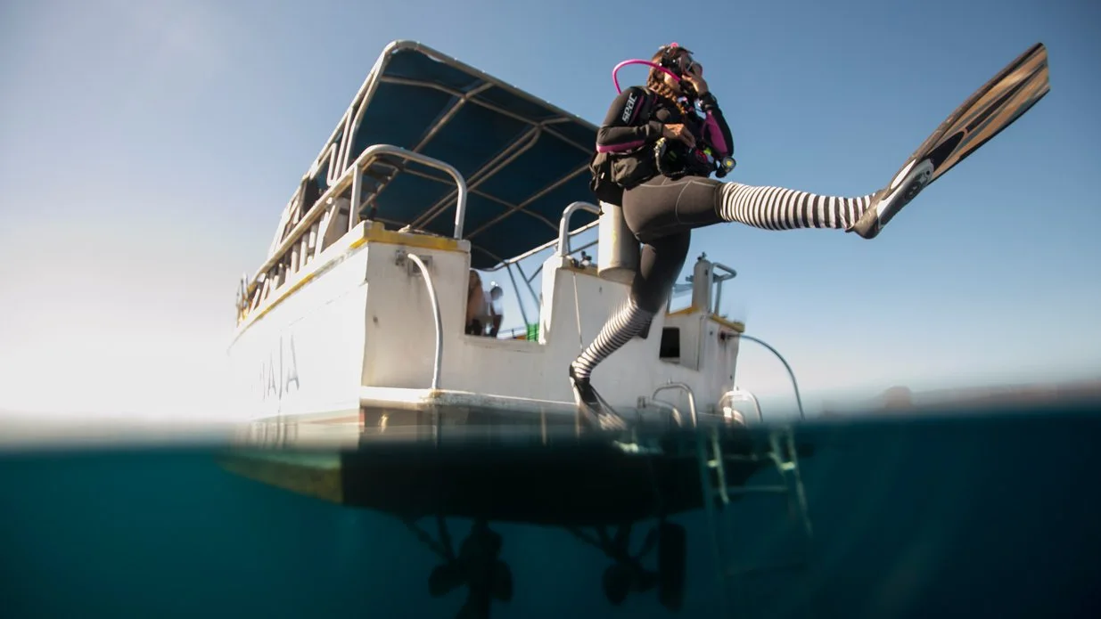 Diver doing a giant stride