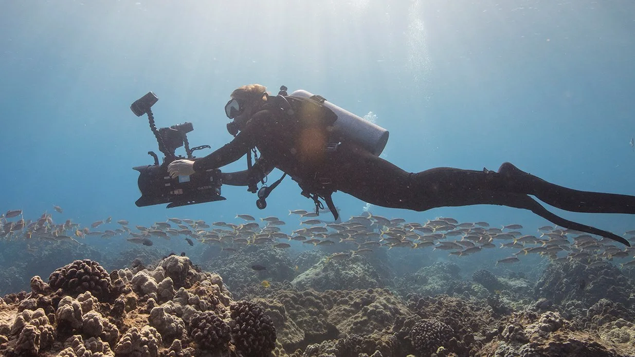 Diver with an underwater camera