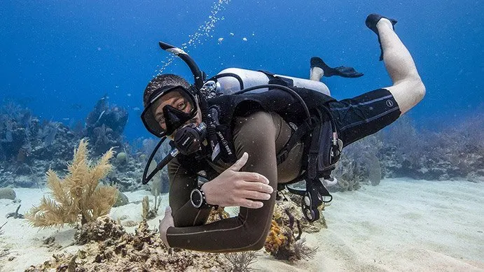  A diver posing for the camera