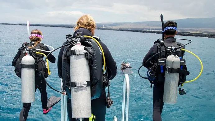 Diver doing a giant stride