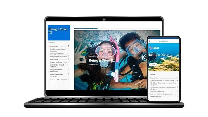 elearning on multiple devices -open water diver