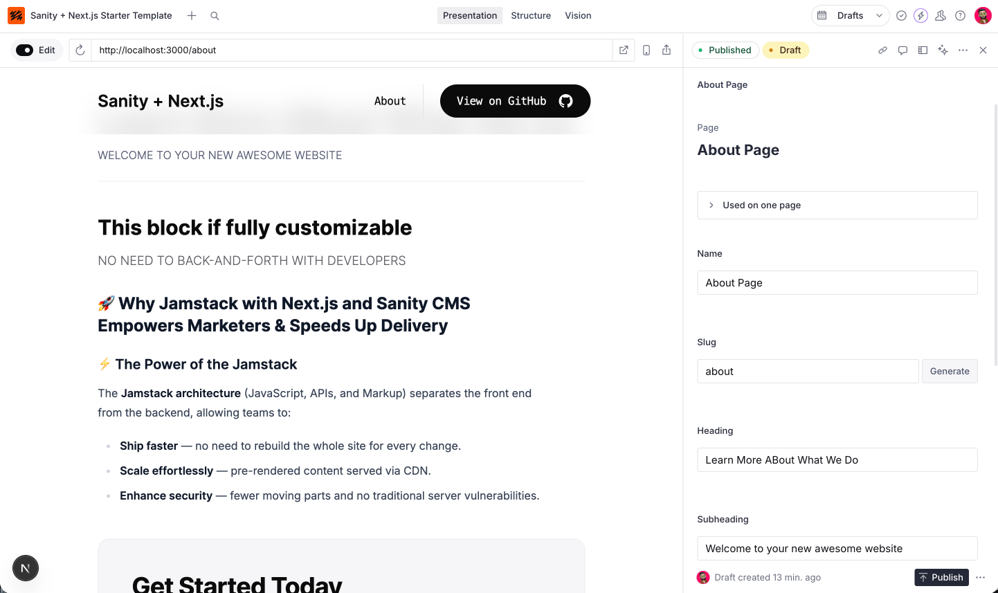 Sanity CMS Presentation Example