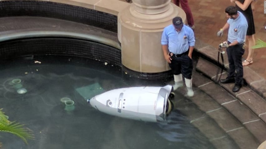 Security robot 'in critical condition' after nearly drowning on the job