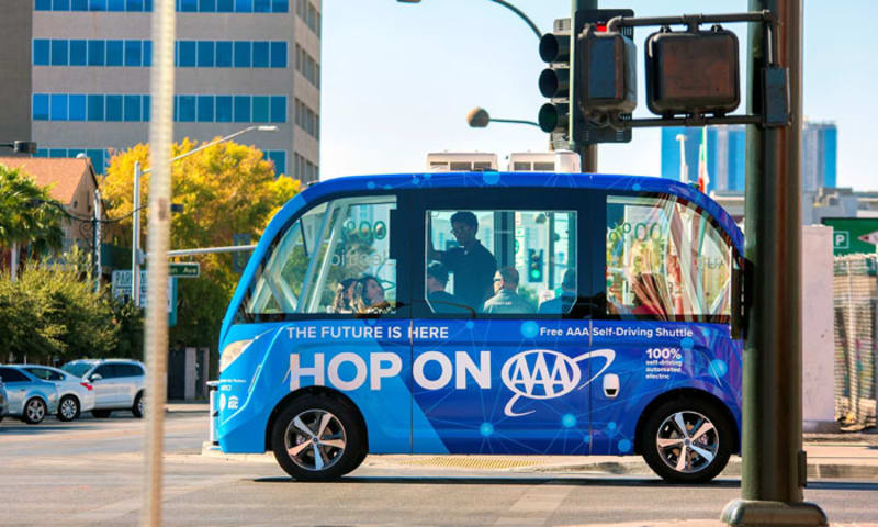 Keolis' self-driving shuttle launches in Las Vegas, crashes after two hours