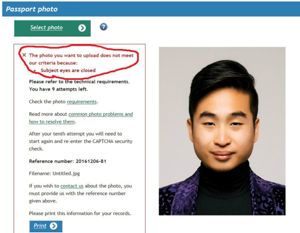 Racist robot rejects Asian man's passport photo, claiming 'eyes are closed'