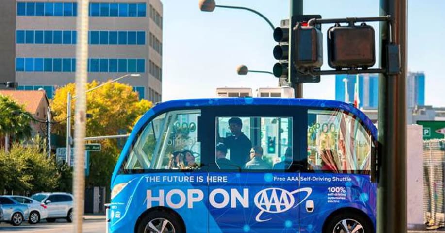 A self-driving shuttle in Las Vegas got into an accident on its first day of service