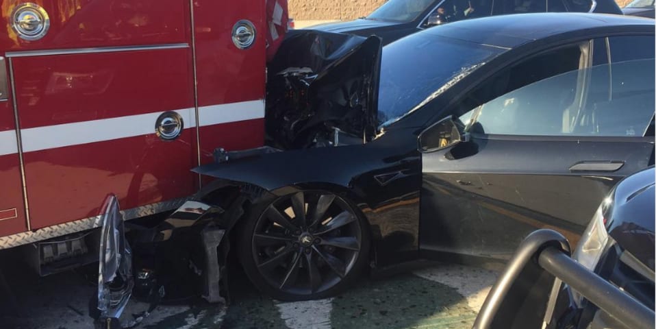 Tesla Driver Was on Autopilot Eating a Bagel and Hit a Fire Truck